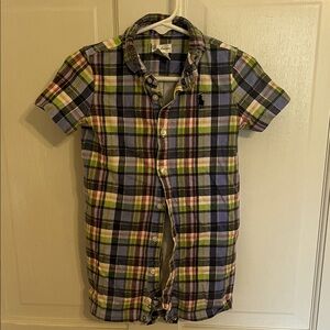 Ralph Lauren Multicolor Plaid Button Down toddler romper